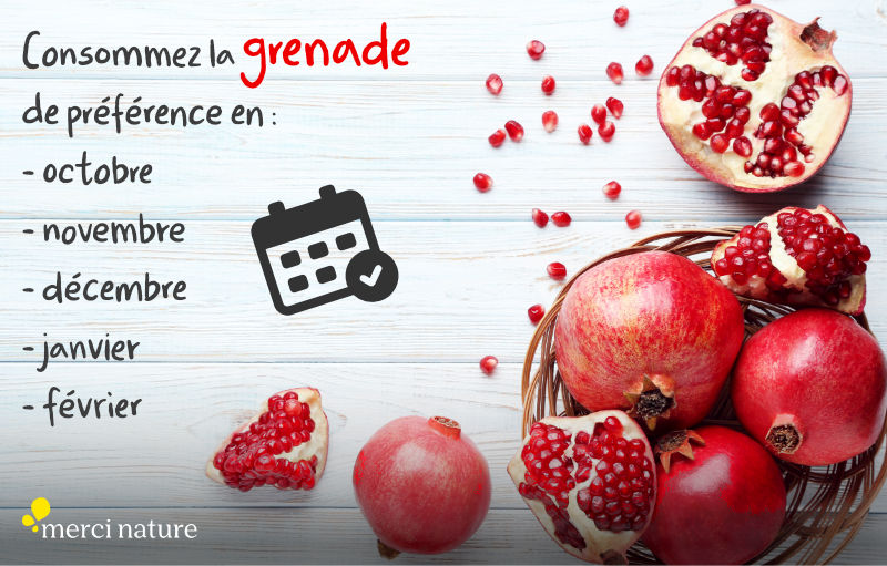 Calendrier de quand consommer le fruit grenade.