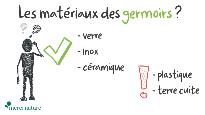 Matériaux germoirs graines germées et jeunes pousses